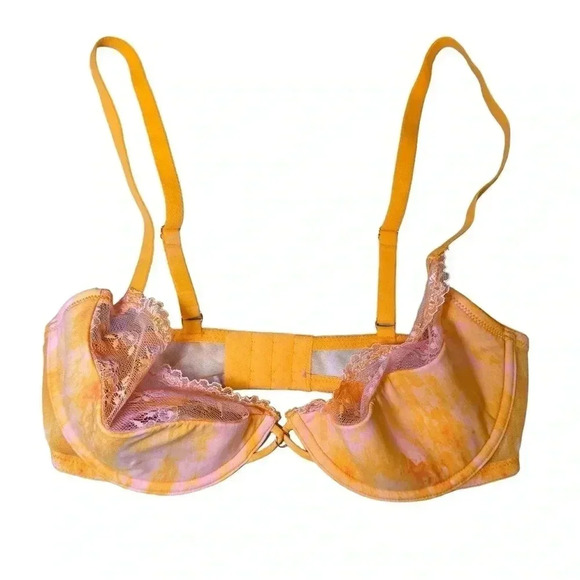 NEW Savage x Fenty Plunge Half Cup Lace Bra And Matching Panties Peach Orange - Picture 3 of 16